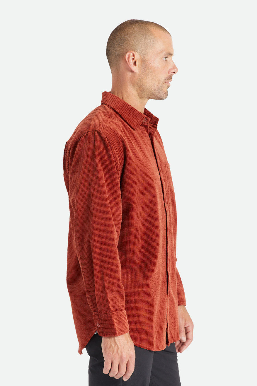 Tops Tejidos Brixton Porter L/S Waffle Corduroy Hombre Rojos | NTQVUE981