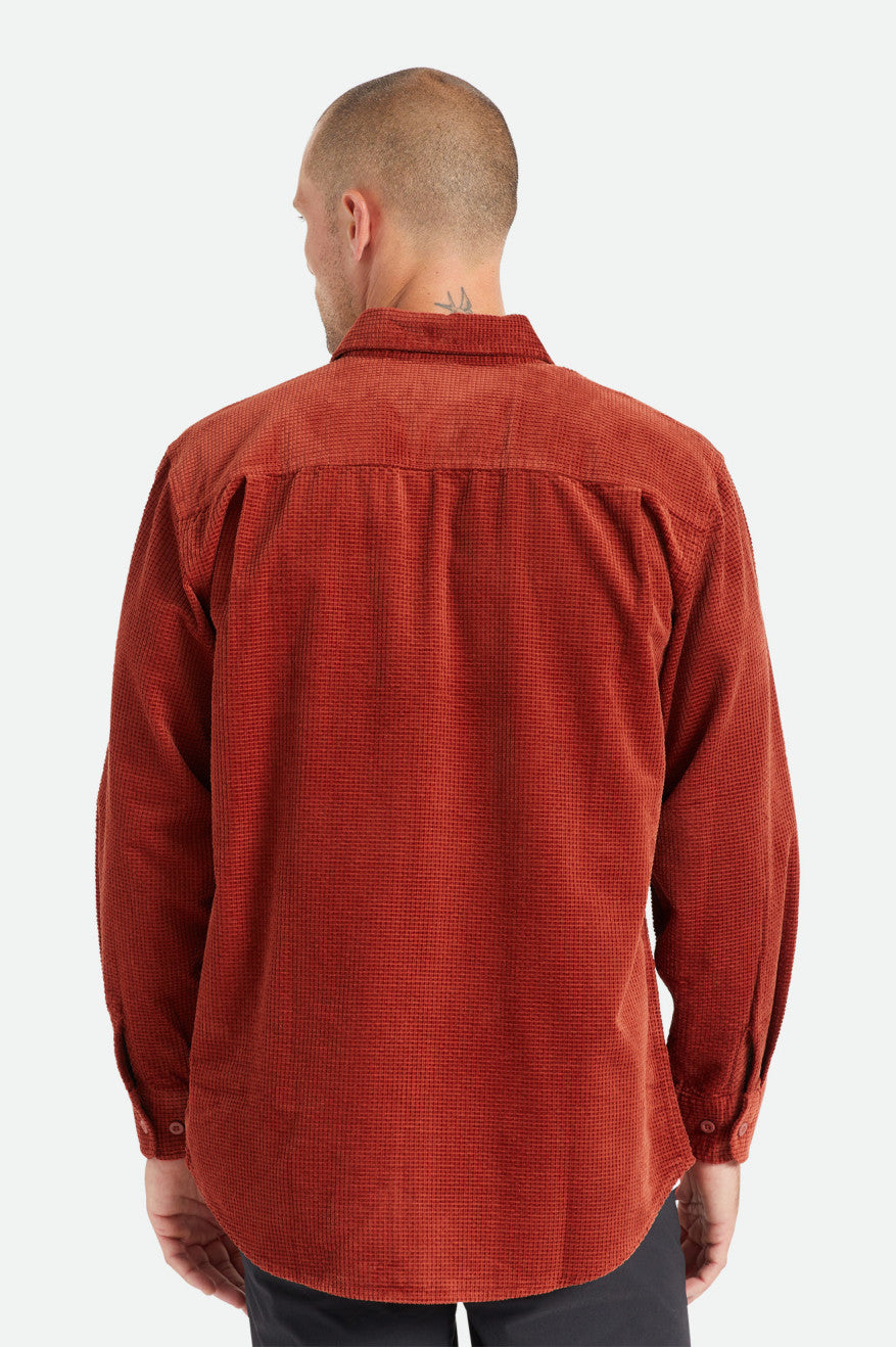 Tops Tejidos Brixton Porter L/S Waffle Corduroy Hombre Rojos | NTQVUE981