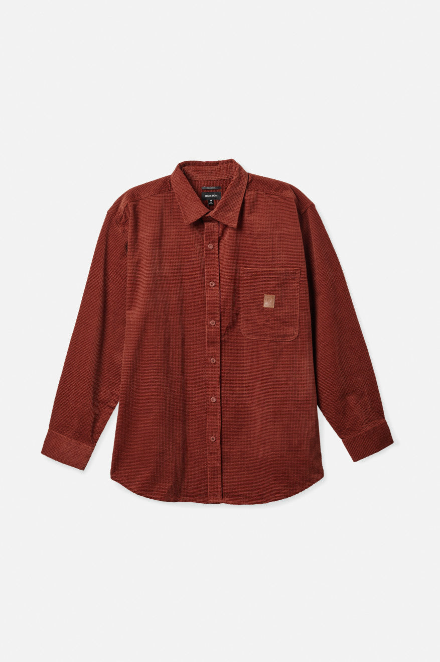 Tops Tejidos Brixton Porter L/S Waffle Corduroy Hombre Rojos | NTQVUE981