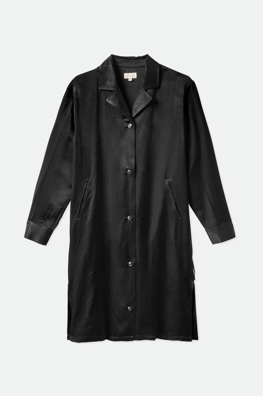 Vestido Brixton Satin Blazer Shirt Mujer Negros | KNTDZR197