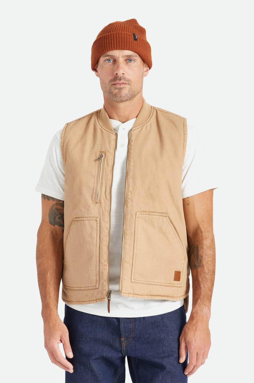 Chaquetas Brixton Abraham Reversible Vest Hombre Beige | RZYWPV327