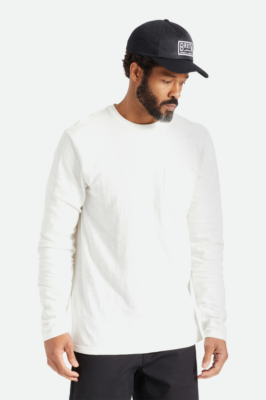 Prendas De Punto Brixton Basic Slub L/S Pocket Hombre Blancos | QAWFHN175