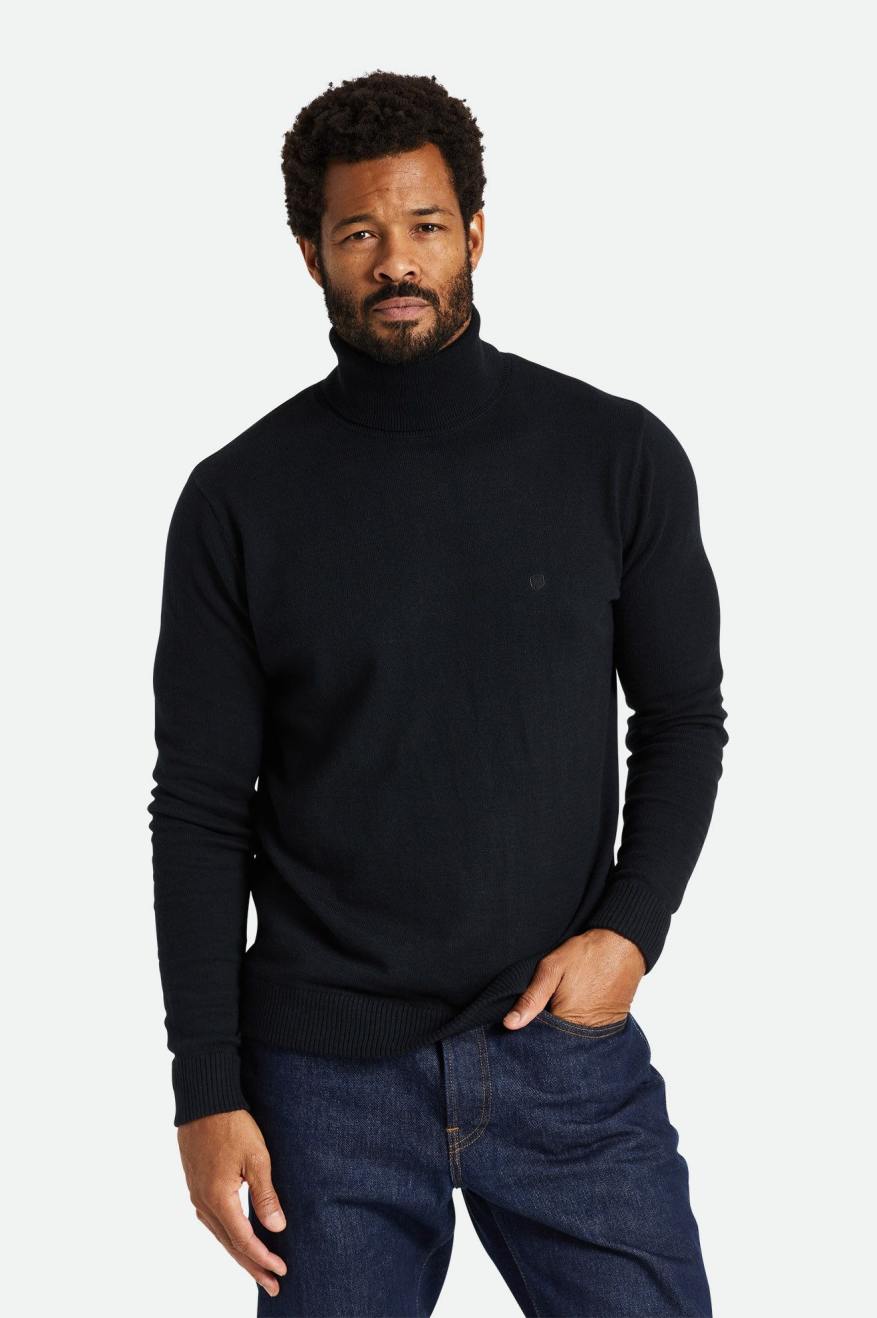 Prendas De Punto Brixton Reserve Cashmere L/S Turtleneck Hombre Negros | GQXCVK709