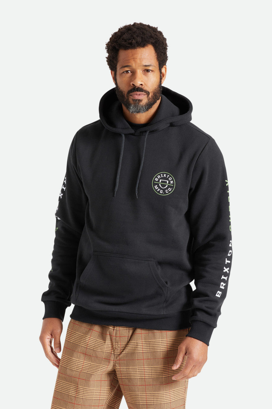 Sudadera Con Capucha Brixton Crest Hombre Negros Verdes Blancos | TQAPJW621