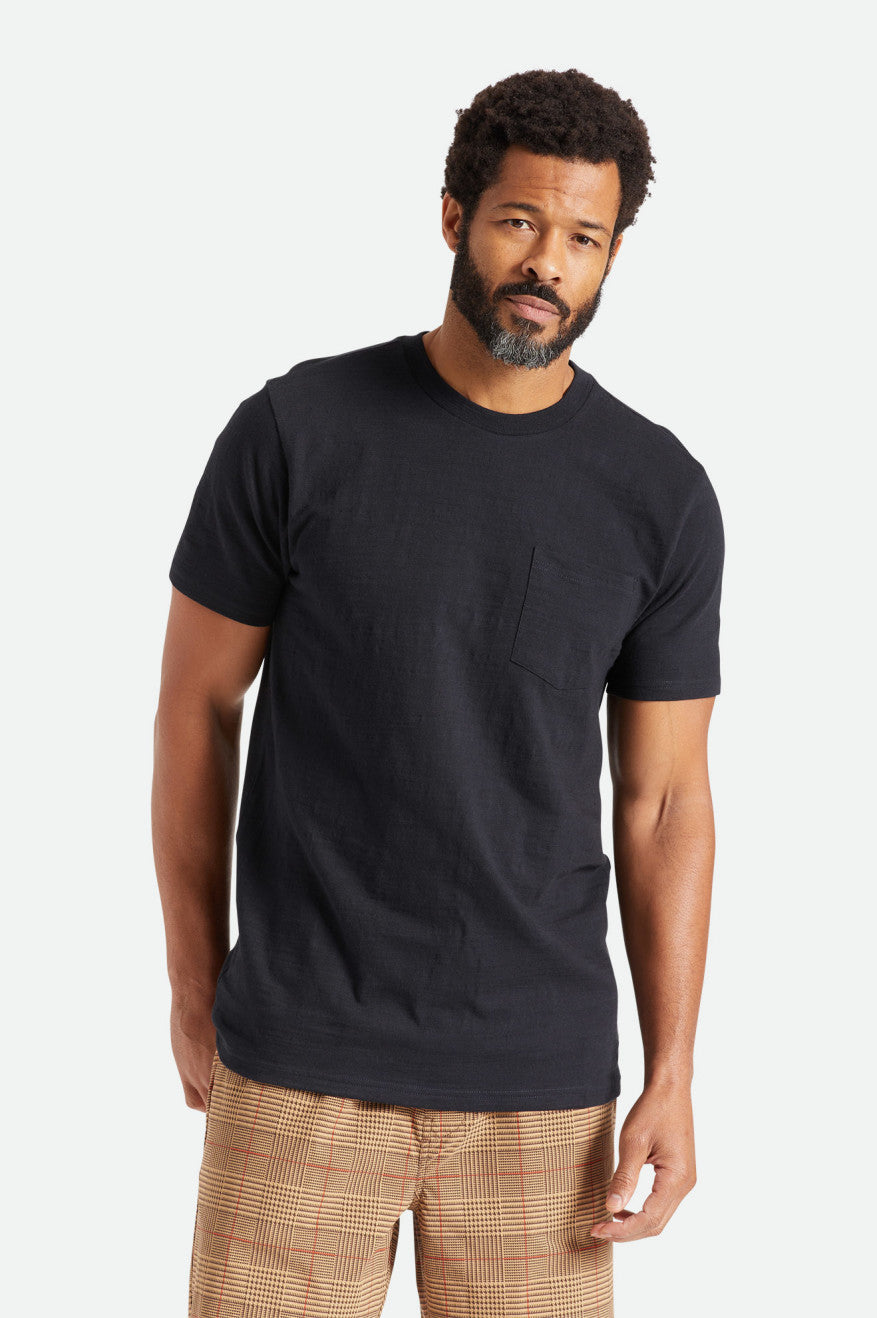 Tops Brixton Basic Slub S/S Pocket Hombre Negros | WLXTSM239