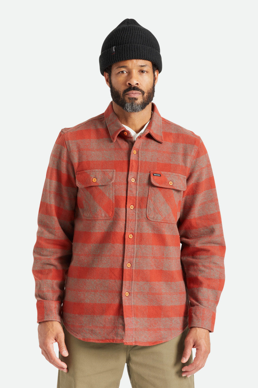 Tops De Franela Brixton Bowery Heavy Weight L/S Hombre Rojos | QZSWVJ302